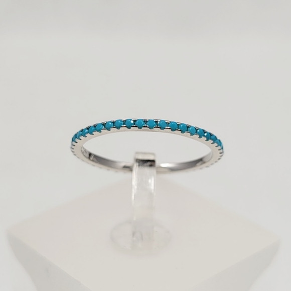 Sterling Silver Turquoise Eternity Band - Picture 16 of 16